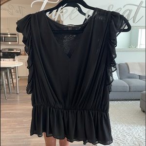 Express black ruffle top